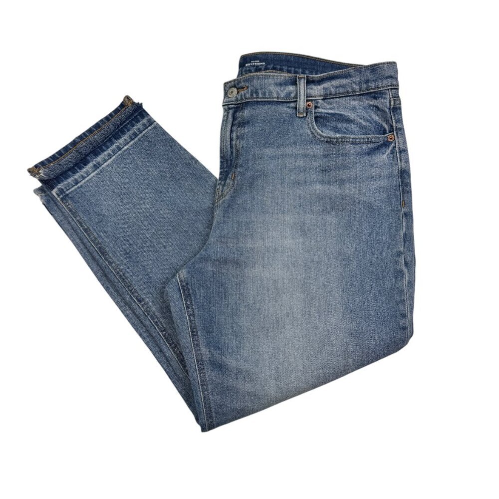 Old Navy High-Rise Stretch Raw Hem Distressed Boyfriend Jeans Women's Size 14